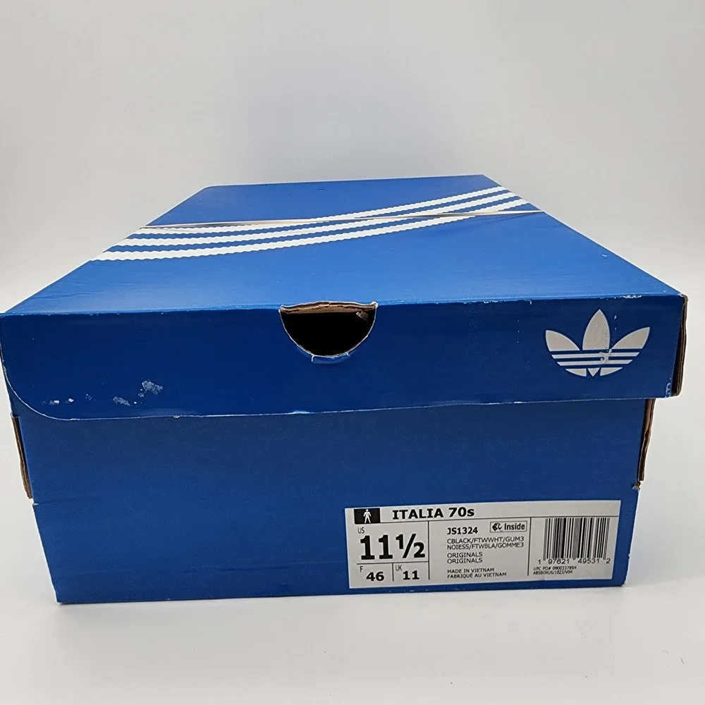 Adidas Italia 70s Sneakers Mens 11.5 Black White Gum Leather Low Top Retro